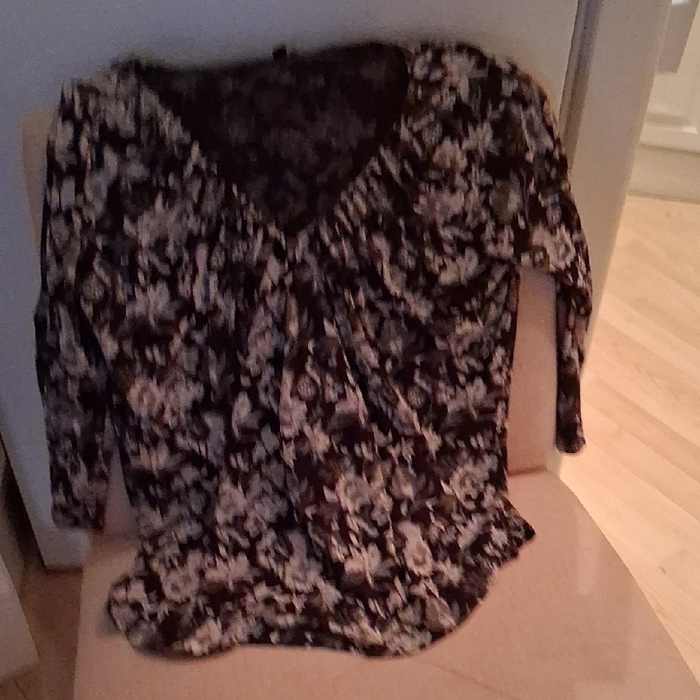 Lucky Brand Black and Cream Floral Blouse